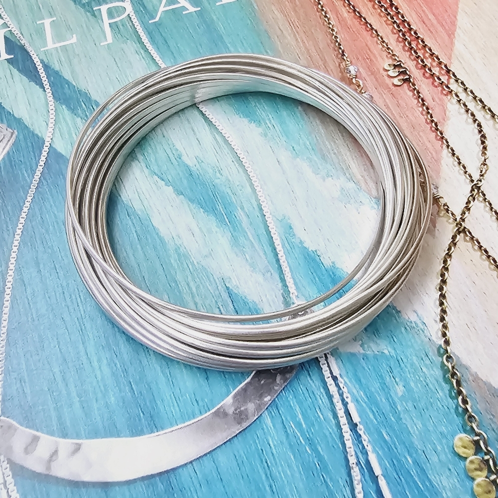 Silpada Sterling Silver 21 Bangle Salute Interlocking Bracelets MEDIUM B0640